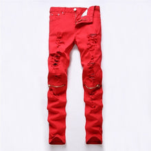 Load image into Gallery viewer, autumn men Casual , Man black red white jeans trousers