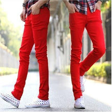 Load image into Gallery viewer, 2019 Young Men Jeans Male Fashion Designer Brand Black White Red Jeans New Cotton Pants Slim Skinny Long Trousers Stretch Jeans