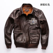Load image into Gallery viewer, A19H1 Read Description! Asian size air force flight A2 pilot cow leather jacket genuine cowhide flying tiger leather jacket