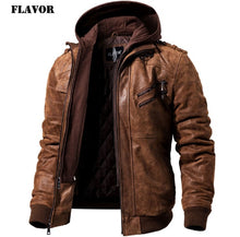 Load image into Gallery viewer, Jacket Men Motorcycle Removable Hood winter