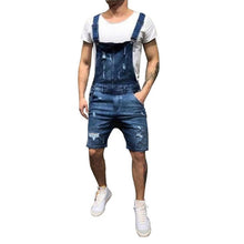 Load image into Gallery viewer, 2019 Oversize Fashion Men's Ripped Jeans Jumpsuits Shorts Summer Hi Street Distressed Denim Bib Overalls For Man Suspender Pants
