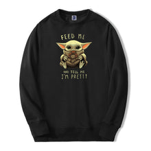 Load image into Gallery viewer, Baby Yoda Sweatshirt Hoodies Men The Mandalorian Pullover Fleece Streetwear Crewneck Feed Me And Tell Me I'm Pretty Sweatshirts
