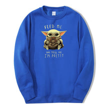 Load image into Gallery viewer, Baby Yoda Sweatshirt Hoodies Men The Mandalorian Pullover Fleece Streetwear Crewneck Feed Me And Tell Me I'm Pretty Sweatshirts
