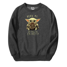 Load image into Gallery viewer, Baby Yoda Sweatshirt Hoodies Men The Mandalorian Pullover Fleece Streetwear Crewneck Feed Me And Tell Me I'm Pretty Sweatshirts
