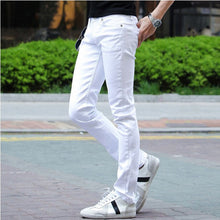 Load image into Gallery viewer, 2019 Young Men Jeans Male Fashion Designer Brand Black White Red Jeans New Cotton Pants Slim Skinny Long Trousers Stretch Jeans
