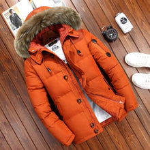 Load image into Gallery viewer, Brand Russia Winter Jacket Men White Duck Down Parkas Jacket Thick Warm Snow Parkas hombre Hooded Warm Overcoat Windbreaker
