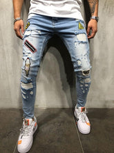 Load image into Gallery viewer, BDLJ 2019 Men Stylish Ripped Jeans Pants Biker Skinny Slim Straight Frayed Denim Trousers Fashion Skinny Jeans Men Clothes AB03
