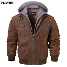 Load image into Gallery viewer, Jacket Men Motorcycle Removable Hood winter
