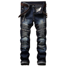 Load image into Gallery viewer, Pleated Biker Jeans Pants Men's
